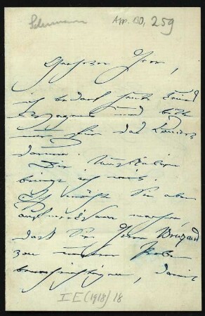 Brief von Clara Schumann an Unbekannt
