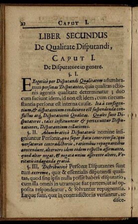Liber Secundus De Qualitate Disputandi.
