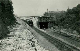 Abgrabung des Oberauer Tunnels der Linie Leipzig-Dresden, Oberau, 1934