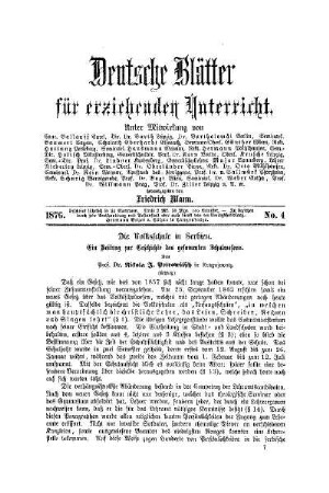 Die Volksschule in Serbien : ein Beitrag zur Geschichte des gesammten Schulwesens ; (Schluß)