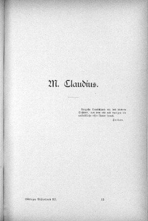 M. Claudius.