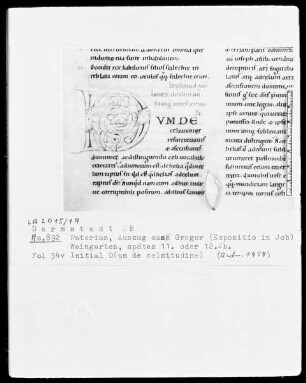 Pseudo-Paterius B (Bruno Monachus) — Initiale D (um de celsitudine), Folio 54verso
