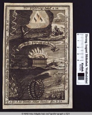 Moses, ein Tieropfer auf dem Altar und ein Feuerring