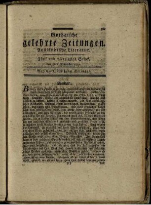 Fünf und vierzigstes Stück, den 9ten November 1791.
