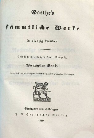 Goethe's sämmtliche Werke : in vierzig Bänden, 40 : Nachträge zur Farbenlehre ...