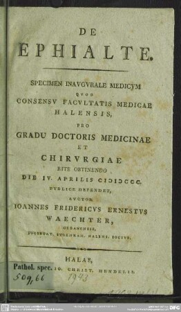 De Ephialte : Specimen Inaugurale Medicum