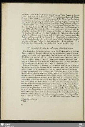 IV. Literarische Quellen des sächsischen "Rétablissements"