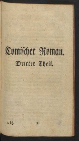 Comischer Roman. Dritter Theil.