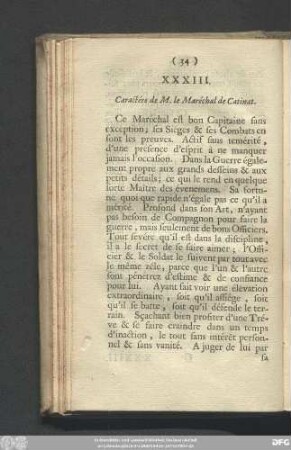 XXXIII. Caractére de M. le Maréchal de Catinat.