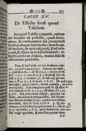 Caput XV. De Effectu feudi quoad Vasallum.