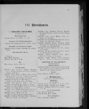 VII. Unterrichtswesen.