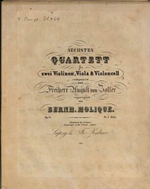 Sechstes Quartett für zwei Violinen, Viola & Violoncell : op. 28
