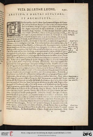 Vita di Leone Leoni. Aretino, e d'altri Scultori, et Architetti