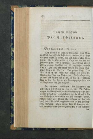 Zweyter Abschnitt. Die Erscheinung