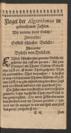 Folget der Algorithmus in gebrochenen Zahlen.