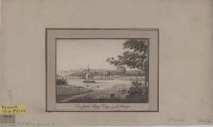 Ansicht von Schloss Übigau in Dresden, Kupferstich, vor 1800 : Churfürstl. Schloss Uibigau gegen Morgen. - [S.l.] , [vor 1800]. - 1 Kunstbl. : Kupferstich ; 17 x 12 cm