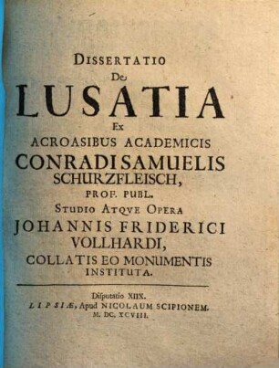Dissertatio De Lusatia