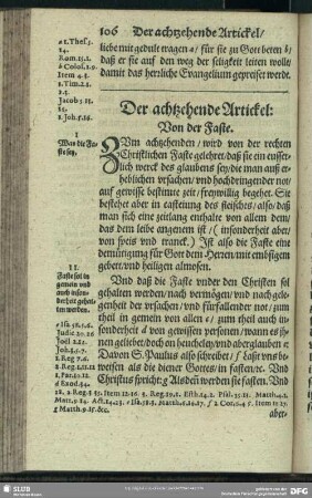 Der achtzehende Artickel: Von der Faste