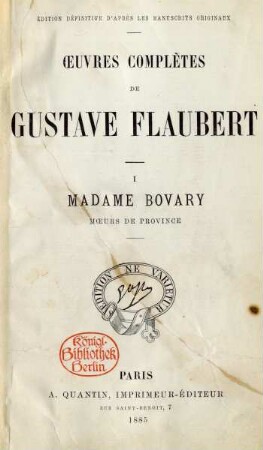 1: Madame Bovary : mœurs de province