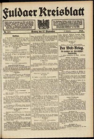 Ausgabe vom Montag, den 27. September 1915.