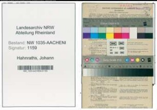 Entnazifizierung Johann Hahnraths , geb. 09.08.1910 (Kaufmaennischer Angestellter)
