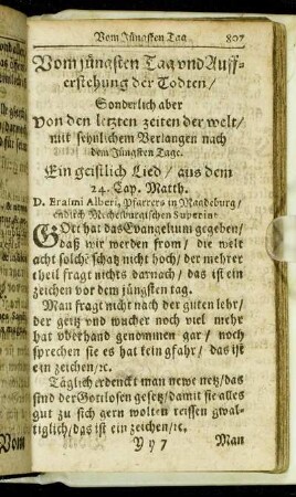 Vom jüngsten Tag und Aufferstehung der Todten.