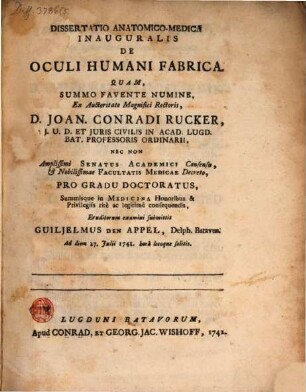 Diss. anat. med. inaug. de oculi humani fabrica