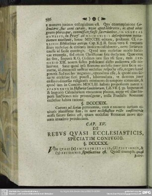 Cap. XV. De Rebus Quasi Ecclesiasticis, Speciatim Coniugio