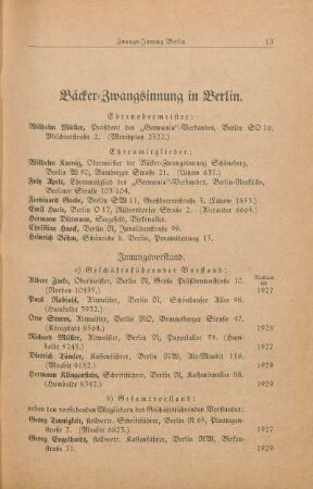 Bäcker-Zwangsinnung in Berlin