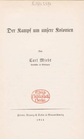 Der Kampf um unsere Kolonien