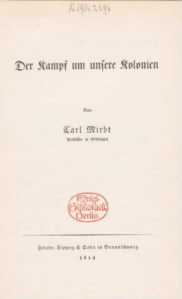 Der Kampf um unsere Kolonien