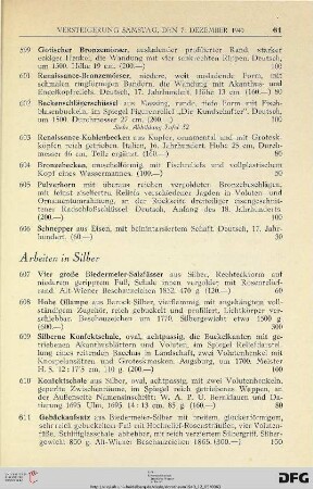 Arbeiten in Silber (Nr. 607-631)