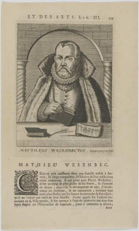 Bildnis des Matthaeus Wesenbecius