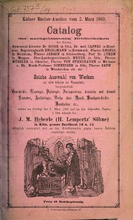 Katalog. [14.] 1883, 2. März