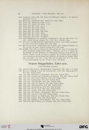 Neuere Doppeltaler, Taler usw. (Nr. 2379-2449)