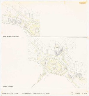 Platzbebauung mit Wohnungen, Gewerbe und sozialen Einrichtungen am Viktoria-Luise-Platz, Berlin-Schöneberg Schinkelwettbewerb 1980: Perspektivische Ansicht 1:500