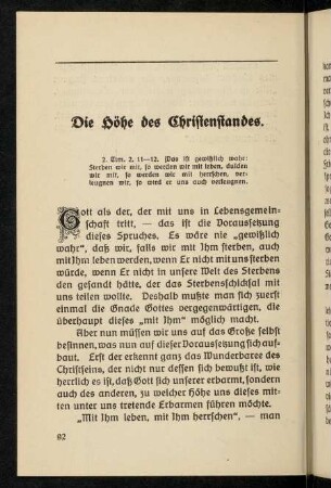 92-95, Die Höhe des Christenstandes