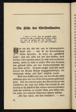 92-95, Die Höhe des Christenstandes