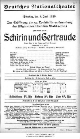 Zur Eröffnung der 50. Tonkünstlerversammlung des Allgemeinen Deutschen Musikvereins [...] Schirin und Gertraude