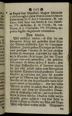 Von Madrit. - Engelland.