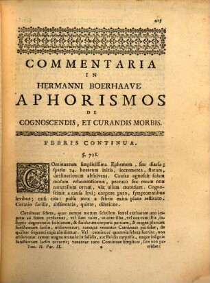 Gerardi van Swieten Commentaria in Hermanni Boerhaave Aphorismos De Cognoscendis, Et Curandis Morbis, 2,2