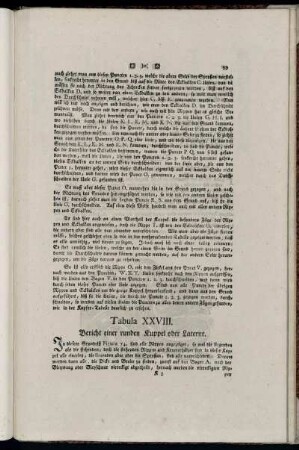 Tabula XXVIII. Bericht einer runden Kuppel oder Laterne.