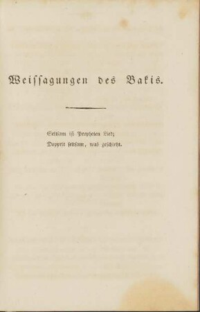 Weissagungen des Bakis.