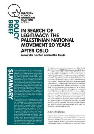 In search of legitimacy : the Palestinian national movement 20 years after Oslo