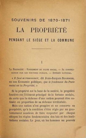 La propriété pendant le siège et la Commune