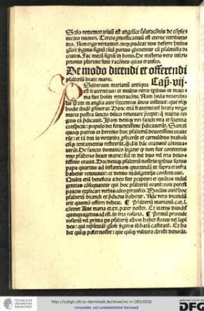 De modo dicendi et offerendi psalterium beate Marie.