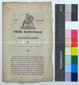 Text zur Ehrung der verstorbenen französischen Staatsmänner Maximilien Foy und Jacques-Antoine Manuel