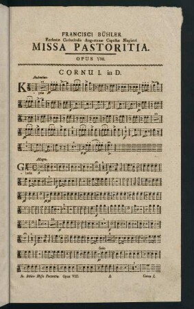 1-4, Missa Pastoritia. Opus VIII. Cornu I. in D.