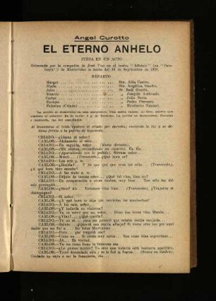 El eterno anhelo : pieza en un acto