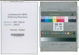 Entnazifizierung Walter Kremer , geb. 14.02.1890 (Polsterer)